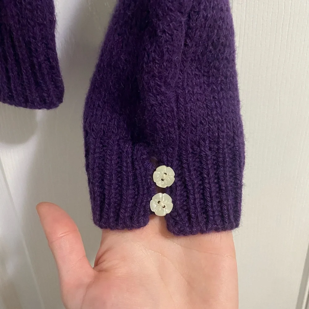 Robert Scott Vintage Wool Flower Button Double Breasted Purple Sweater - Picture 7 of 10